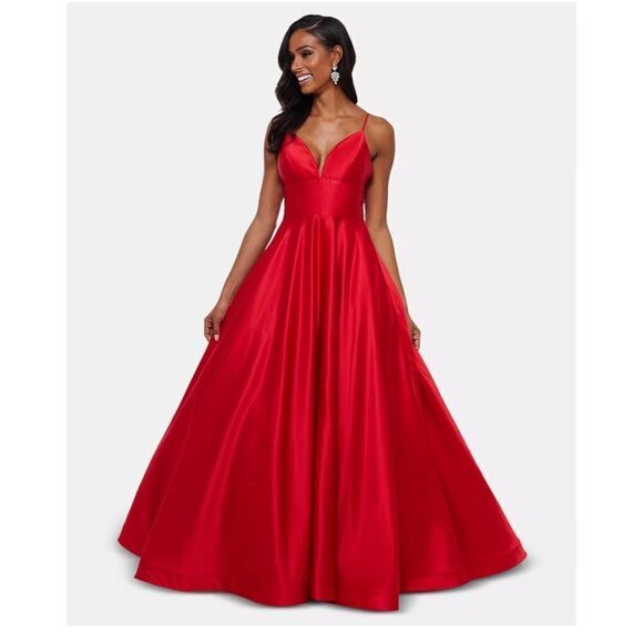 Betsy & Adam Satin Gown - Picture 1 of 6